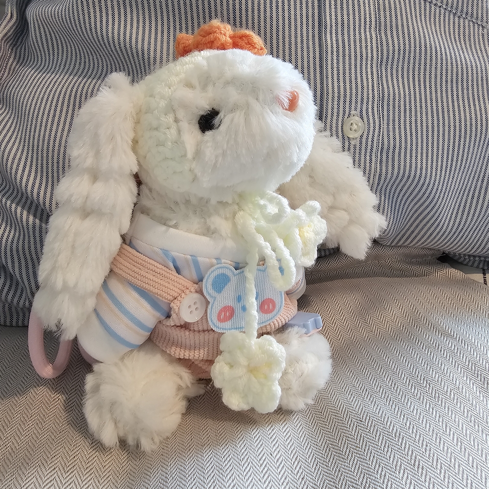 Source Unknown White and Orange Plush Bunny